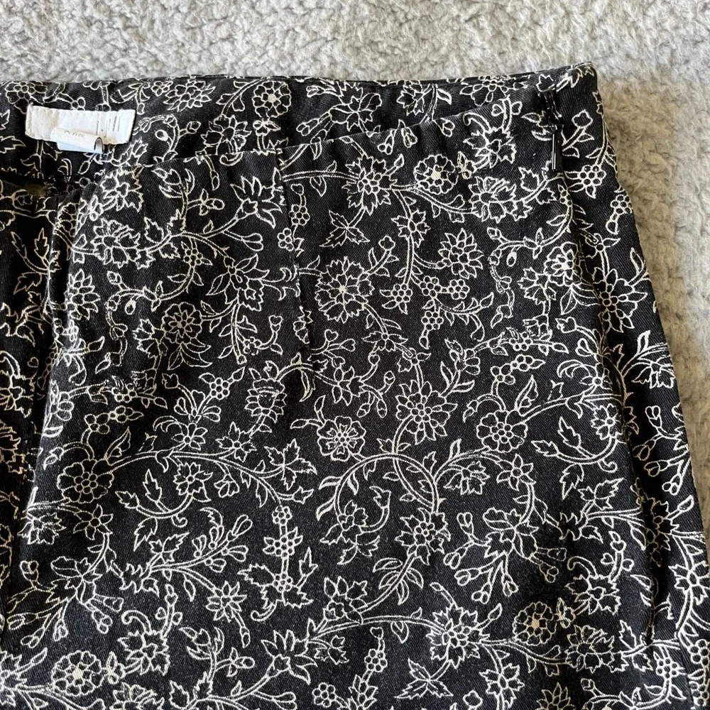 J.Jill Chino Pants Womens 2P Petite Black White Floral Ankle Crop Stretch Casual - Picture 10 of 12